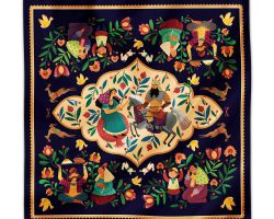 01-00101196-رومیزی مربع طرح تهمینه
