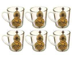 103223-نیم لیوان یا استکان مذهبی هیئتی دسته دار مدل تذهیب یا اباصالح المهدی عج-۶تایی1