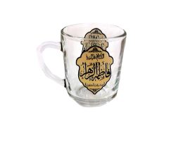 103933-نیم لیوان هیئتی دسته دار استوانه ای مدل تذهیب السلام علیک یا فاطمه الزهرا س-۶تایی