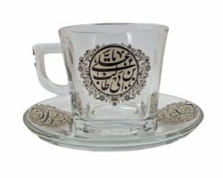 104628نیم لیوان و نعلبکی دسته دار طرح ربعی-طرح