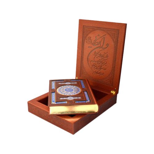110167-قرآن وزیری گلاسه جعبه لپتاپی چرم پلاک