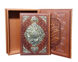 126084-کتاب نفیس مثنوی معنوی رحلی گلاسه چرم جعبه د