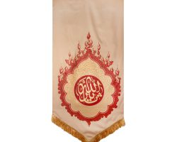 201176-بیرق حرارت کرمی 70در150 طرح یا ثارالله پارچه کج‌راه