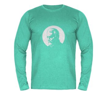 202660-تیشرت سبز نقش خورشید طرح «شهید سلیمانی» فانریپ تمام پنبه، آستین بلند یقه گرد